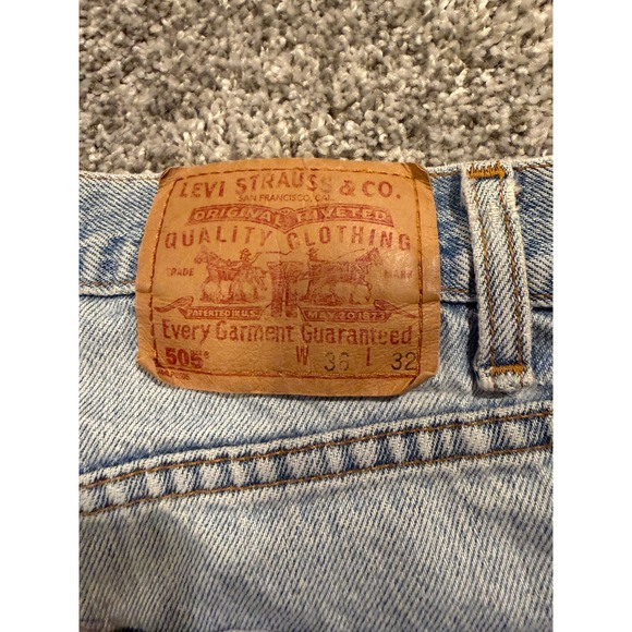 VTG Levi's 505 Regular Fit Straight Leg Mens Jeans 36x32 Light Wash Denim 90's * - Picture 14 of 16